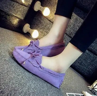 Women Shoes 100% Genuine Leather Round Toe Slip on Ladies Shoes Casual Loafers Comfortable Ballet Flats Female Footwear