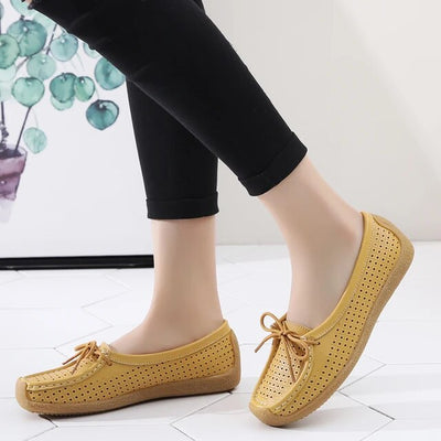 Women Shoes Genuine Leather Flat Loafer Ladies Slip Up Sewing Ladies Shoes Female Shallow Casual Moccasins Woman Shoes Plus Size