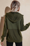 Quilted Patchwork  Button Sweatshirt Hoodie