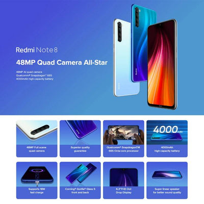 Smart Phone Xiaomi Redmi Note 8 Global Version 64GB 128GB Cellphone  6.3 Inch MIUI 10 Mi Mobile Phones