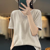 100% cotton T-shirt Women V-neck pullover short sleeve summer new casual knitting loose top fashion color contrast T-shirt