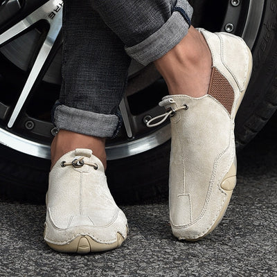 Mens Sneakers Casual Slip On Loafers Outdoor Light Flats Autumn Genuine Leather Shoes Comfortable Solid Color Men's Sneakers