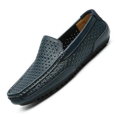 Men Casual Shoes Luxury Brand Summer Genuine Leather Men's Loafers Moccasins Hollow Out Breathable Slip-on Driving Shoes