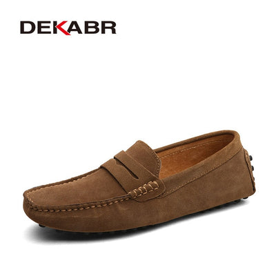 DEKABR Men Loafers High Quality Genuine Leather Shoes Men Flats Lightweight