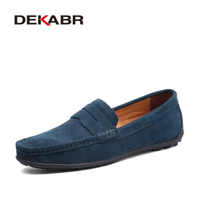 DEKABR Men Loafers High Quality Genuine Leather Shoes Men Flats Lightweight