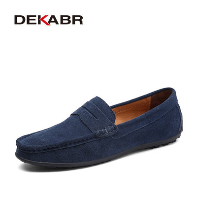 DEKABR Men Loafers High Quality Genuine Leather Shoes Men Flats Lightweight