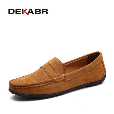 DEKABR Men Loafers High Quality Genuine Leather Shoes Men Flats Lightweight