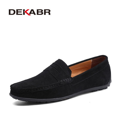 DEKABR Men Loafers High Quality Genuine Leather Shoes Men Flats Lightweight