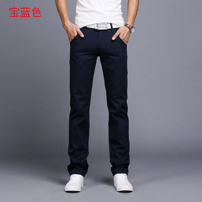 New Casual Pants Men Cotton Slim Fit Chinos Style