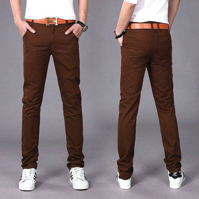 New Casual Pants Men Cotton Slim Fit Chinos Style