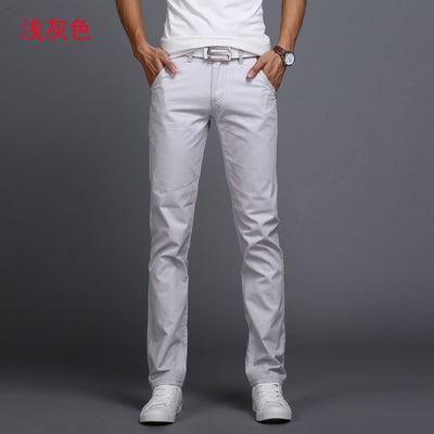 New Casual Pants Men Cotton Slim Fit Chinos Style