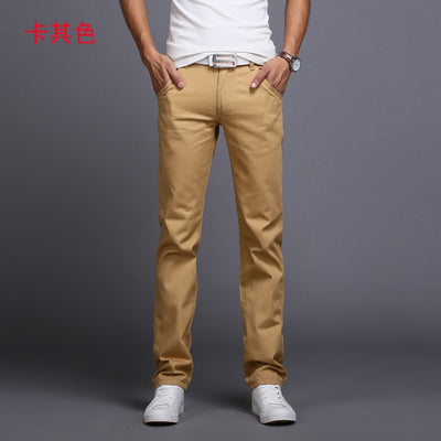 New Casual Pants Men Cotton Slim Fit Chinos Style