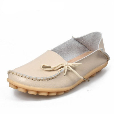 New Moccasins Women Flats Woman Loafers Genuine Leather Female Shoes Slip On Ballet Bowtie Women's Shoe