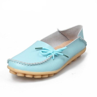 New Moccasins Women Flats Woman Loafers Genuine Leather Female Shoes Slip On Ballet Bowtie Women's Shoe