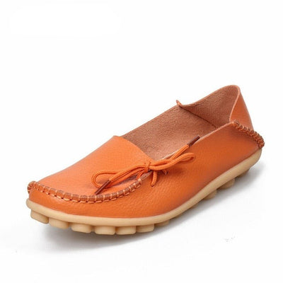 New Moccasins Women Flats Woman Loafers Genuine Leather Female Shoes Slip On Ballet Bowtie Women's Shoe