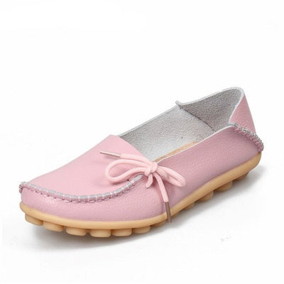 New Moccasins Women Flats Woman Loafers Genuine Leather Female Shoes Slip On Ballet Bowtie Women's Shoe