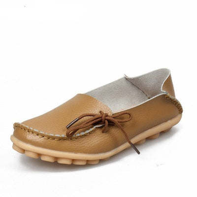 New Moccasins Women Flats Woman Loafers Genuine Leather Female Shoes Slip On Ballet Bowtie Women's Shoe