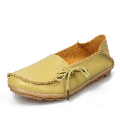 New Moccasins Women Flats Woman Loafers Genuine Leather Female Shoes Slip On Ballet Bowtie Women's Shoe