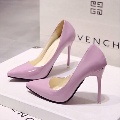 Women Shoes Pointed Toe Pumps Patent Leather Dress High Heels Boat Shoes