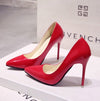 Women Shoes Pointed Toe Pumps Patent Leather Dress High Heels Boat Shoes