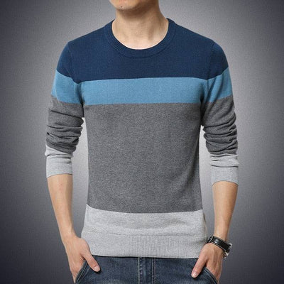 Men's Sweater O-Neck Striped Slim Fit Knittwear Mens Sweaters Pullovers Pullover Men