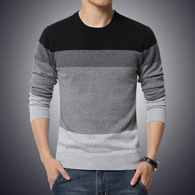 Men's Sweater O-Neck Striped Slim Fit Knittwear Mens Sweaters Pullovers Pullover Men