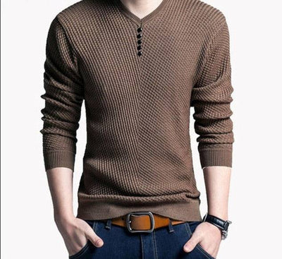 Sweater Men Casual V-Neck Pullover Slim Fit Long Sleeve Shirt Men Sweaters Knitted Cashmere Wool