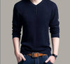 Sweater Men Casual V-Neck Pullover Slim Fit Long Sleeve Shirt Men Sweaters Knitted Cashmere Wool