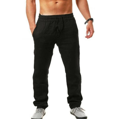 Men's Cotton Linen Pants Male Summer Breathable Solid Color Linen Trousers Fitness Streetwear