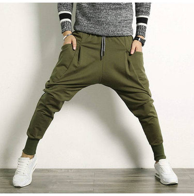 Hip Hop Harem Pants Men Cotton Streetwear Casual Trousers Solid Jogger Pants Side Pocket Men Sweatpants