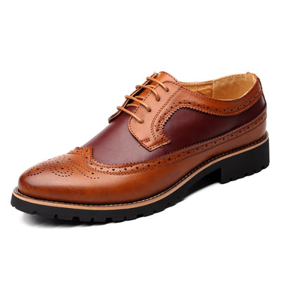 Oxford Shoes Men Brogues Shoes Lace-Up Bullock Business Wedding Dress Shoes Male Formal Shoes