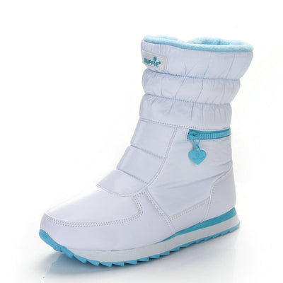 Winter Boots Women Warm Snow Shoe 30% Natural Wool Footwear White Color  Big Size Zipper Mid-calf Free Shipping