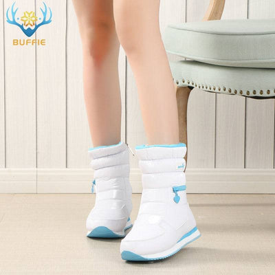 Winter Boots Women Warm Snow Shoe 30% Natural Wool Footwear White Color  Big Size Zipper Mid-calf Free Shipping