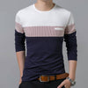 T Shirt Men Cotton Long Sleeve O Neck Mens T Shirt Fashion Patchwork Stripe Causal T Shirt Man Brand Men Clothing/Tops