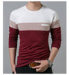 T Shirt Men Cotton Long Sleeve O Neck Mens T Shirt Fashion Patchwork Stripe Causal T Shirt Man Brand Men Clothing/Tops