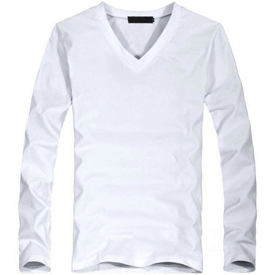 Elastic Men T-Shirt V-Neck Long Sleeve Men T-Shirt  Lycra And Cotton Clothing