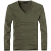 Elastic Men T-Shirt V-Neck Long Sleeve Men T-Shirt  Lycra And Cotton Clothing