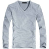 Elastic Men T-Shirt V-Neck Long Sleeve Men T-Shirt  Lycra And Cotton Clothing