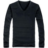 Elastic Men T-Shirt V-Neck Long Sleeve Men T-Shirt  Lycra And Cotton Clothing