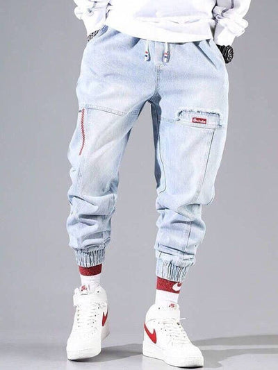 Hip Hop Cargo Pants Men's Jeans Cargo Pants Elastic  pants Joggers Pants