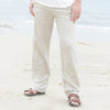 Men Casual Cotton Linen Wed Leg fisherman Loose Long Pant White Black Solid Color Autumn Summer