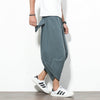 Summer Cotton Harem Pants Men Casual Hip Hop Trousers Cross Bloomers Calf-Length Pants Joggers Streetwear