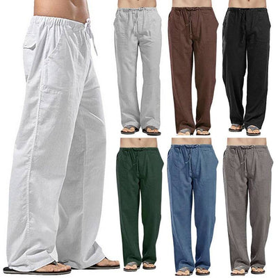 Linen Trousers for Men Wide Cargo Pants Summer Oversize  Streetwear Spring