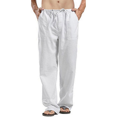 Linen Trousers for Men Wide Cargo Pants Summer Oversize  Streetwear Spring