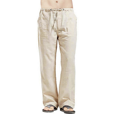 Linen Trousers for Men Wide Cargo Pants Summer Oversize  Streetwear Spring