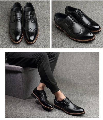 Oxford Shoes Men Brogues Shoes Lace-Up Bullock Business Wedding Dress Shoes Male Formal Shoes