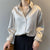 Satin Silk Shirt Vintage Blouse Women White Lady Long Sleeves