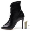 Ladies Silk Ballroom Latin Dance Boot Black Lace-up Dance Shoes For Women Soft Sole  Dancing Shoes For Party