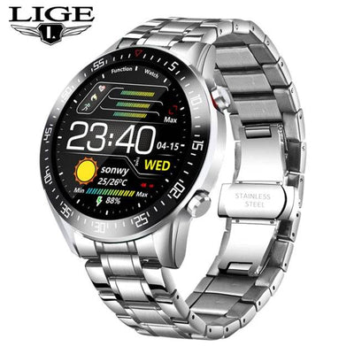 LIGE Fashion Full Circle Touch Screen Men's Smart Watches  IP68 Waterproof Sports Fitness Watch Luxury Smart Watch for men