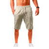 Men's Cotton Linen Shorts Pants Male Summer Breathable Solid Color Linen